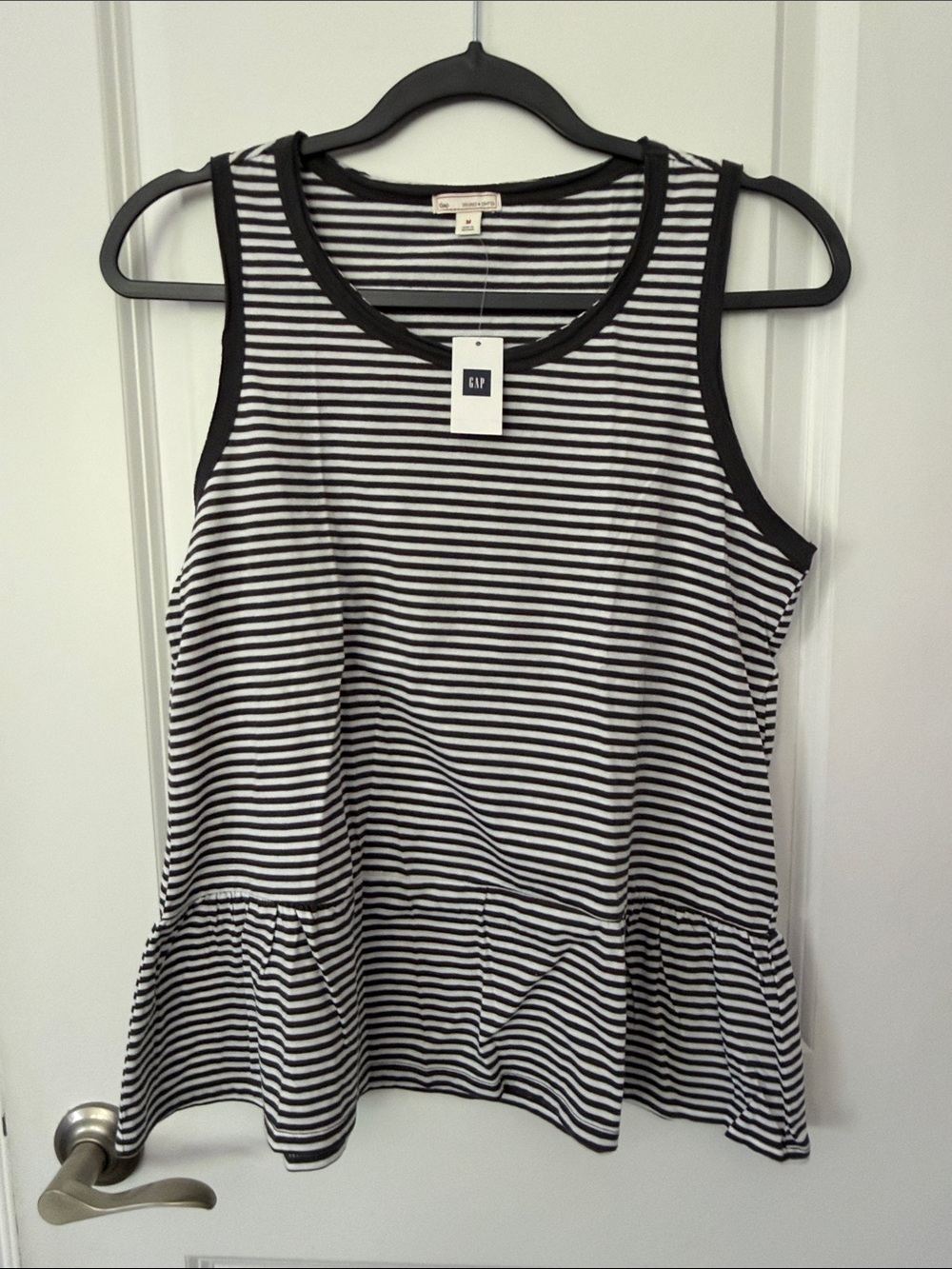 NWT GAP Navy and White Striped Peplum Tank